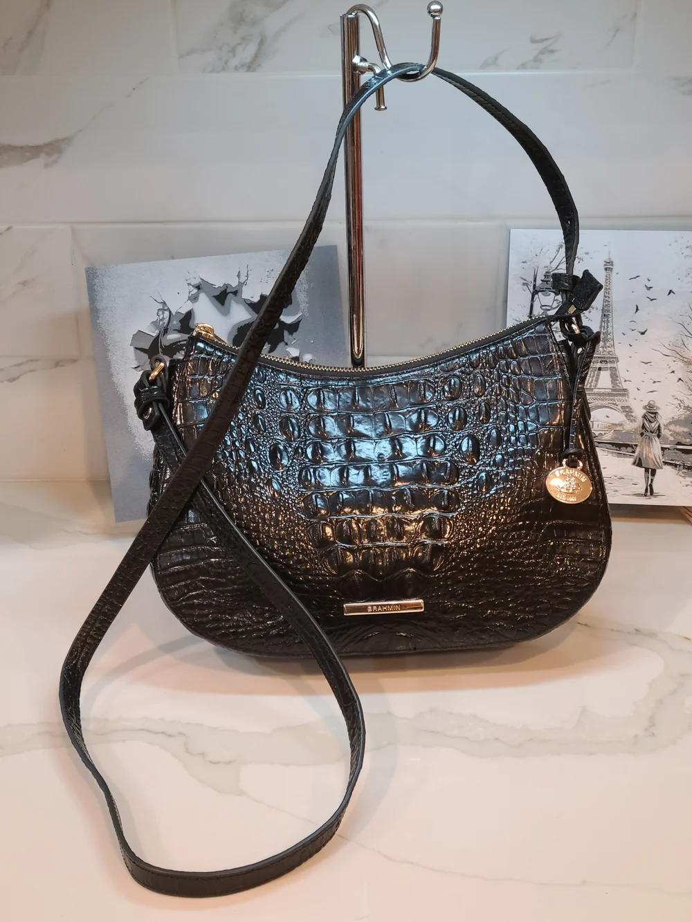 Brahmin Black Shayna Shoulder Crossbody Bag